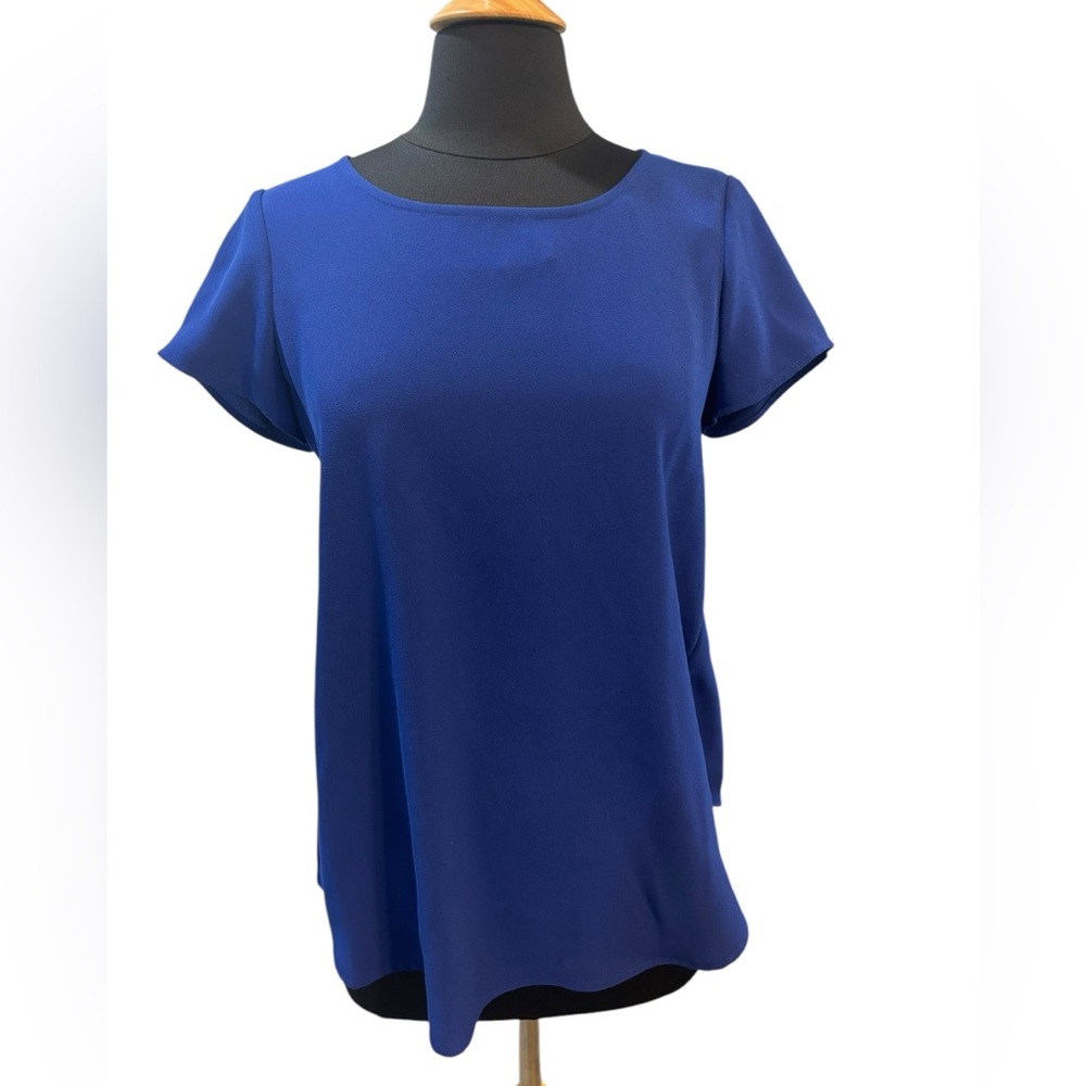 Women’s Blue Alfani Blouse w/ Black Zipper-size 2
